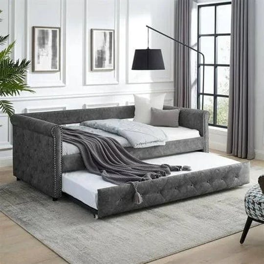 twin-daybed-with-trundle-upholstered-tufted-sofa-bed-with-button-and-copper-nail-daybed-twin-size-no-1