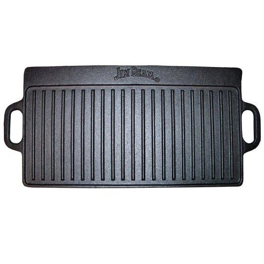 jim-beam-skillet-pre-seasoned-heavy-duty-construction-double-sided-cast-iron-griddle-pan-with-superi-1