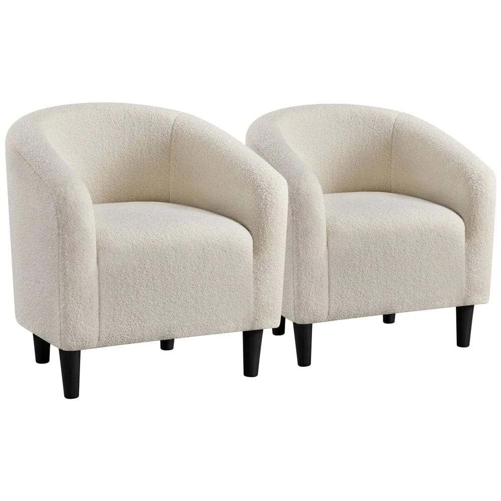 Upholstered Boucle Club Arm Chair with Curved Design | Image