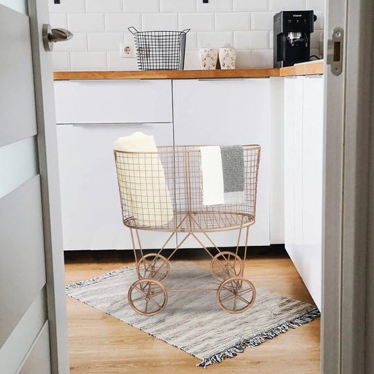 copper-metal-vintage-rolling-laundry-basket-with-wheels-1