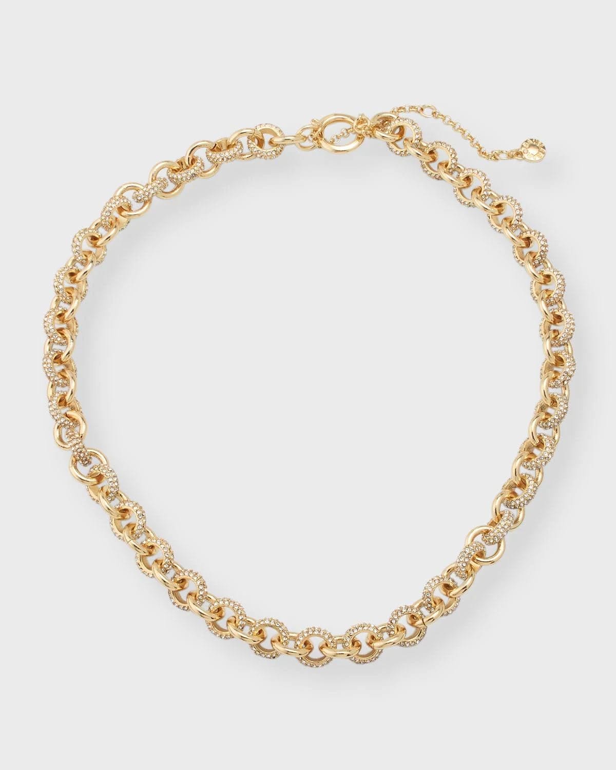 Golden Chain Link Necklace with Clear Stones | Image