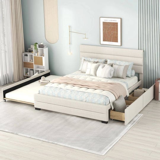 queen-upholstered-platform-bed-with-twin-trundle-2-drawers-for-bedroom-wood-bedframe-with-linen-fabr-1