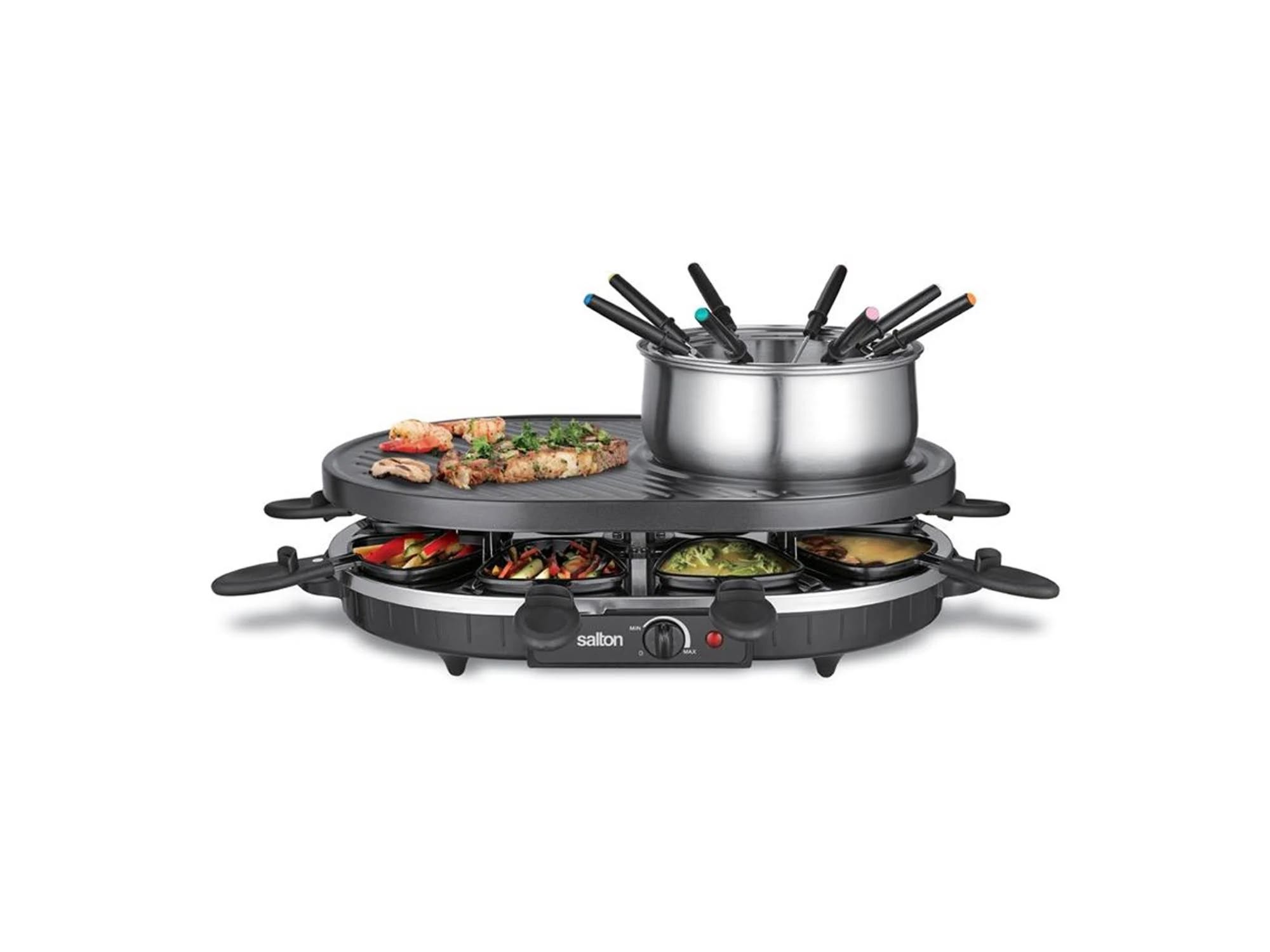 Salton Black Raclette Grill & Fondue Serving Set with Accessories | Image