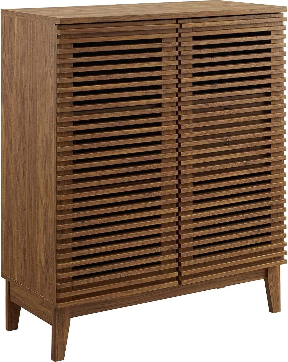 Mid-Century Modern Bar Cabinet with Wine Rack and Soft-Close Drawers | Image