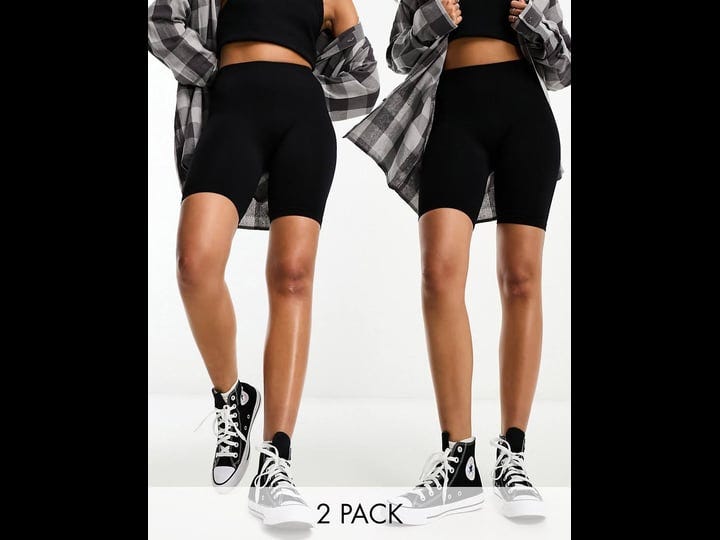 bershka-2-pack-ribbed-legging-shorts-in-black-1