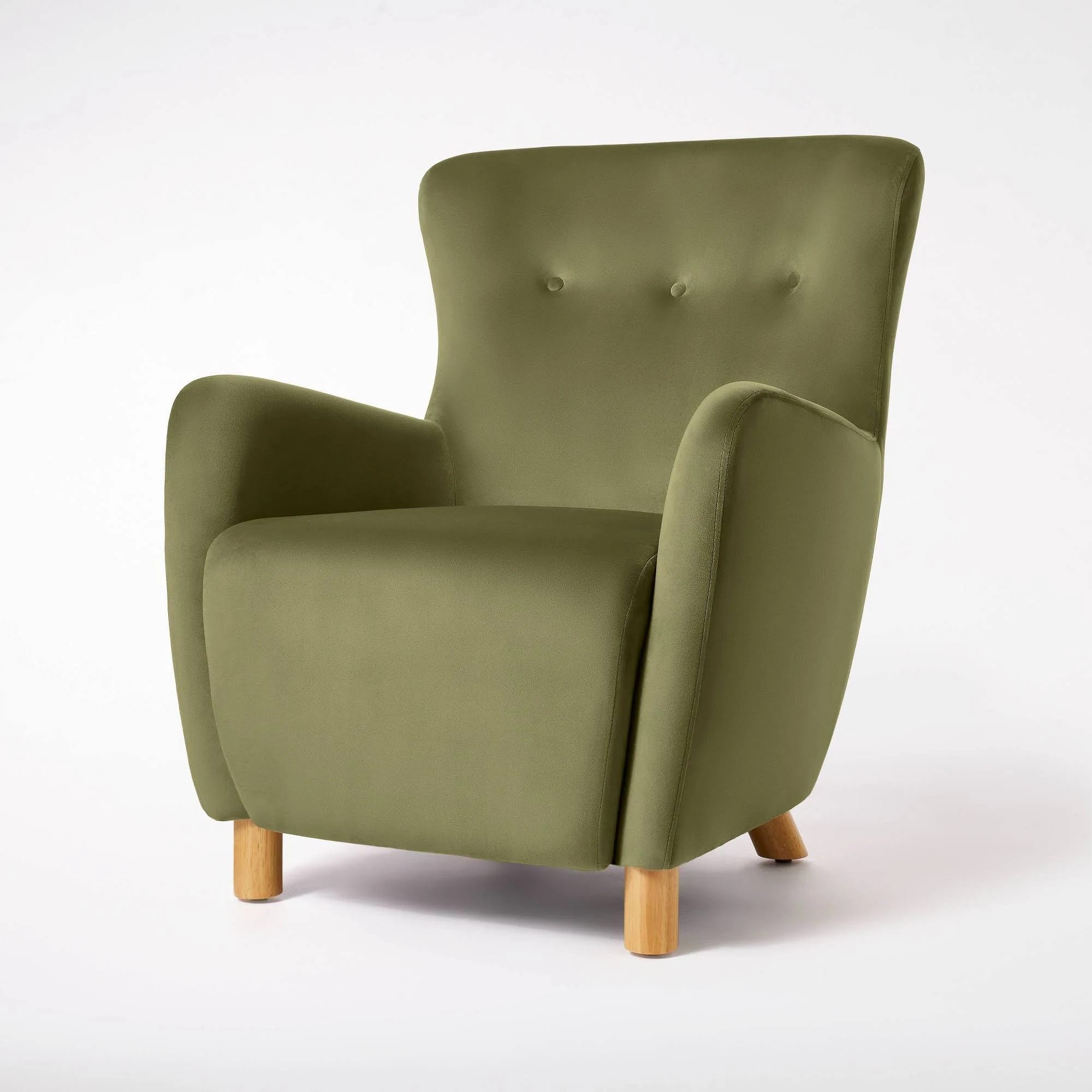 Studio McGee Green Velvet Wingback Accent Chair | Image