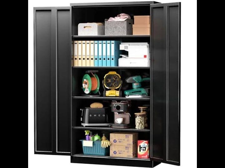 intergreat-black-metal-storage-cabinet-with-lock-72-tall-lockable-garage-storage-cabinet-with-doors--1