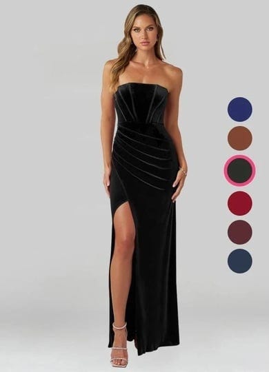 azazie-sheath-straight-floor-length-velvet-bridesmaid-dresses-black-1