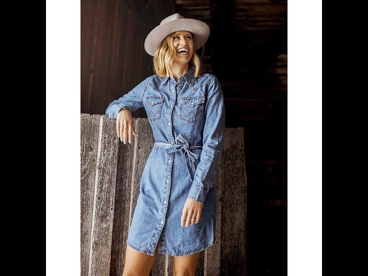 wrangler-womens-retro-long-sleeve-western-denim-shirt-dress-1