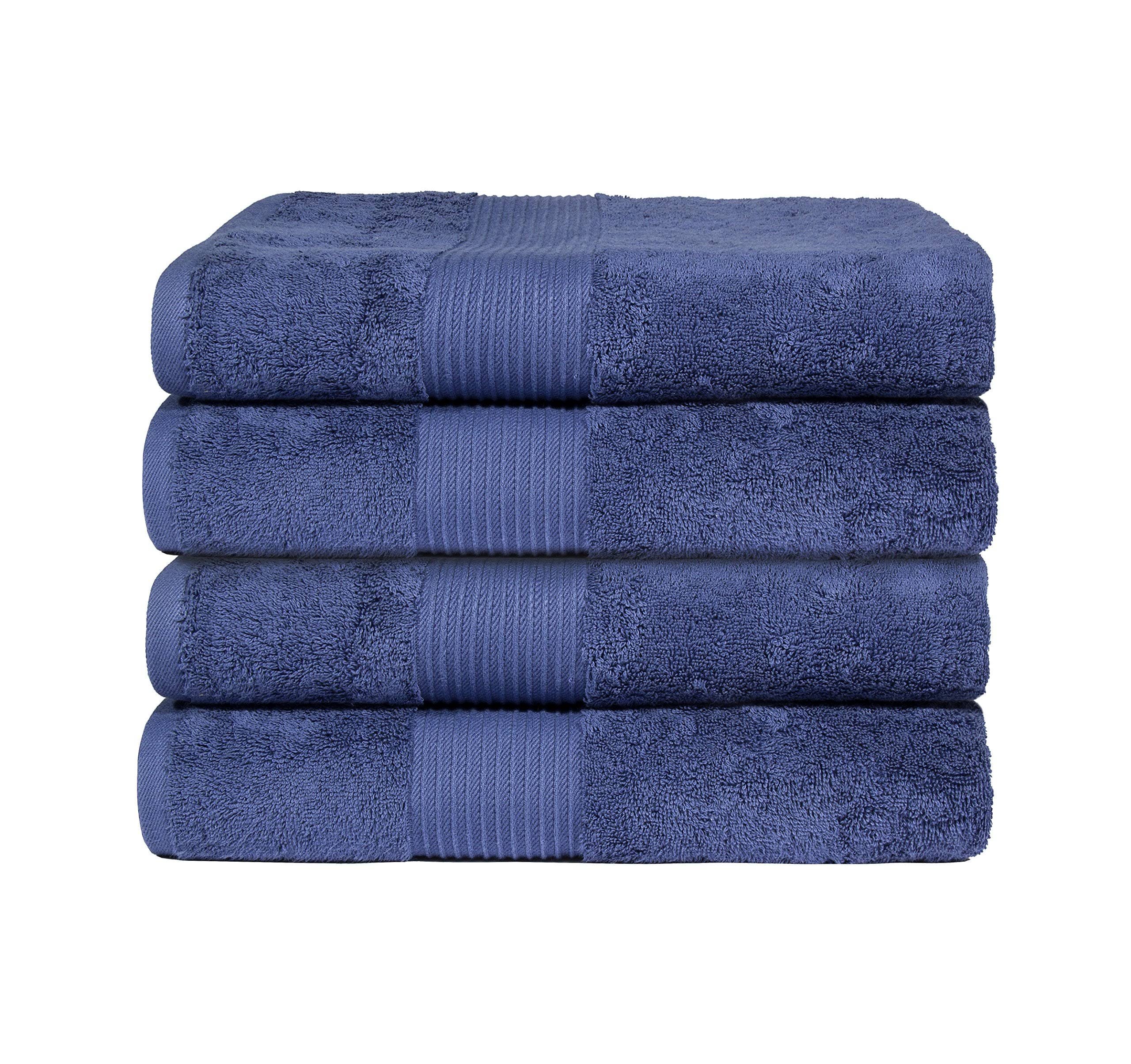 Premium Luxury Bliss Combed Cotton Bath Towels - Soft, Absorbent 650 GSM (Denim, 4 Pack) | Image
