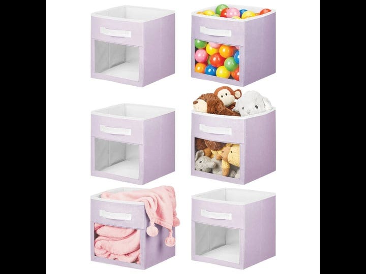 mdesign-fabric-nursery-storage-cube-with-front-window-6-pack-lt-purple-white-1