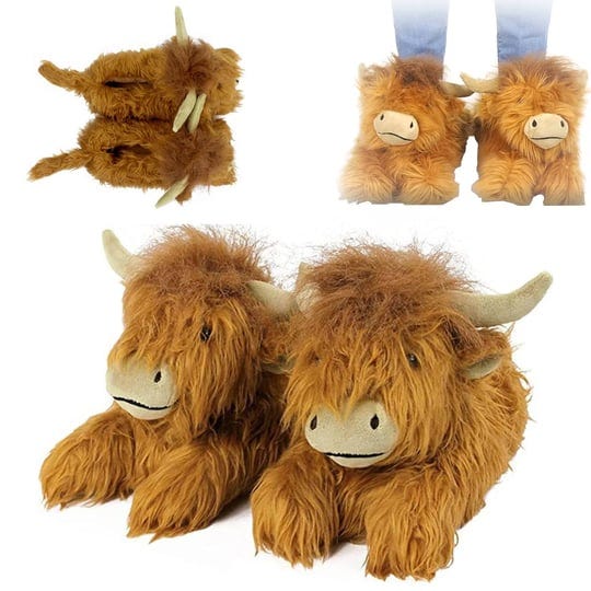 kraoikk-highland-cattle-slippers-fluffy-scottish-highland-cow-slippers-plush-scottish-cow-animal-sli-1