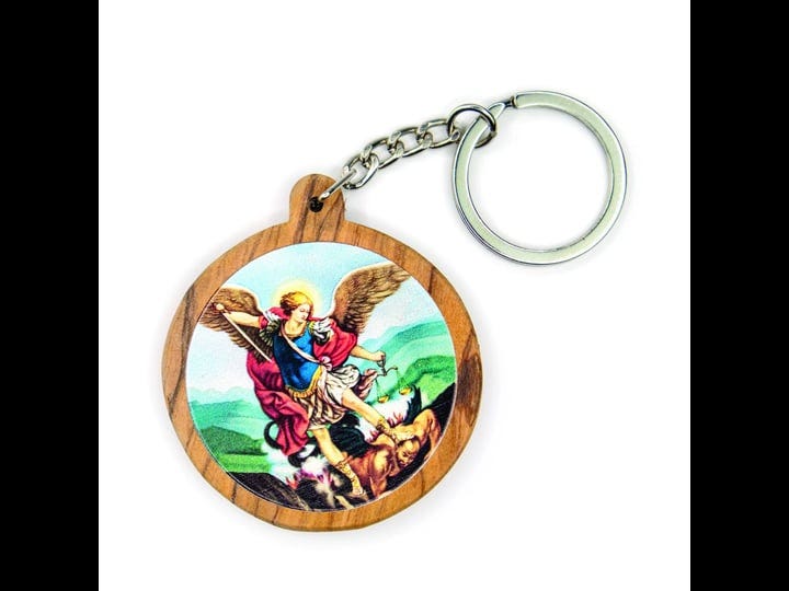 archangel-saint-michael-olive-wood-catholic-keychain-1