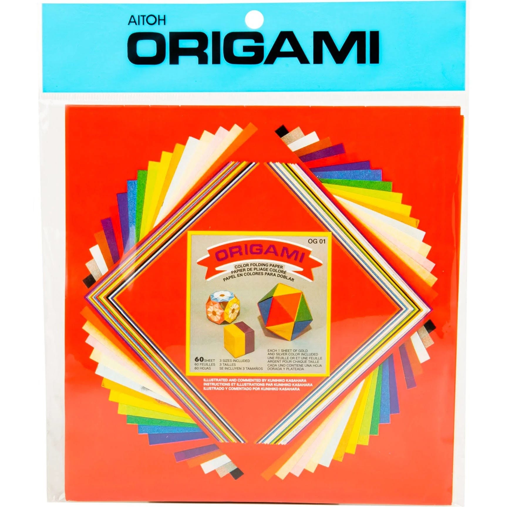 Aitoh Origami Paper: Assorted Colors & Sizes, 60 Packs Available | Image