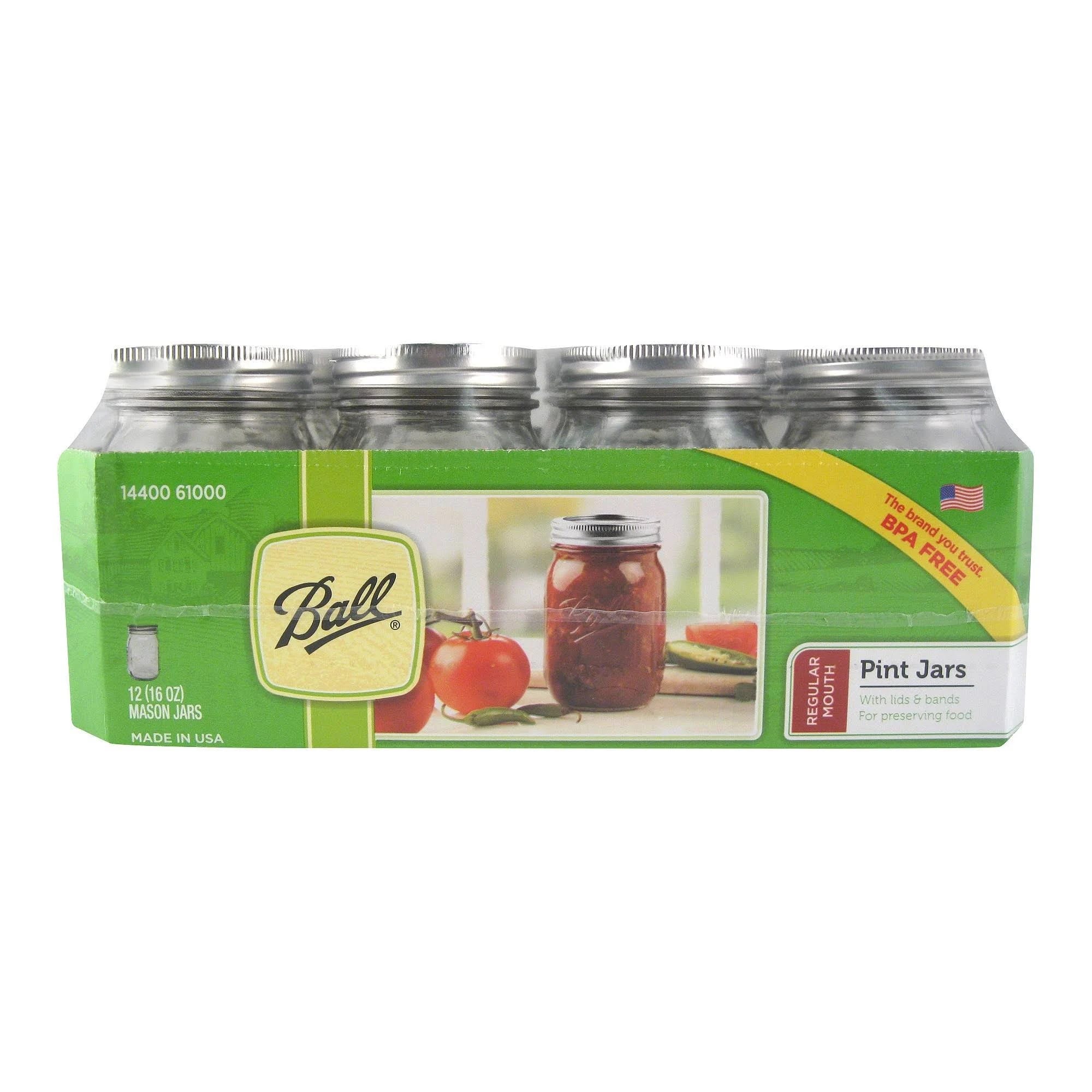 Ball 12-Count Regular Mouth Pint Jars and Lids Set | Image