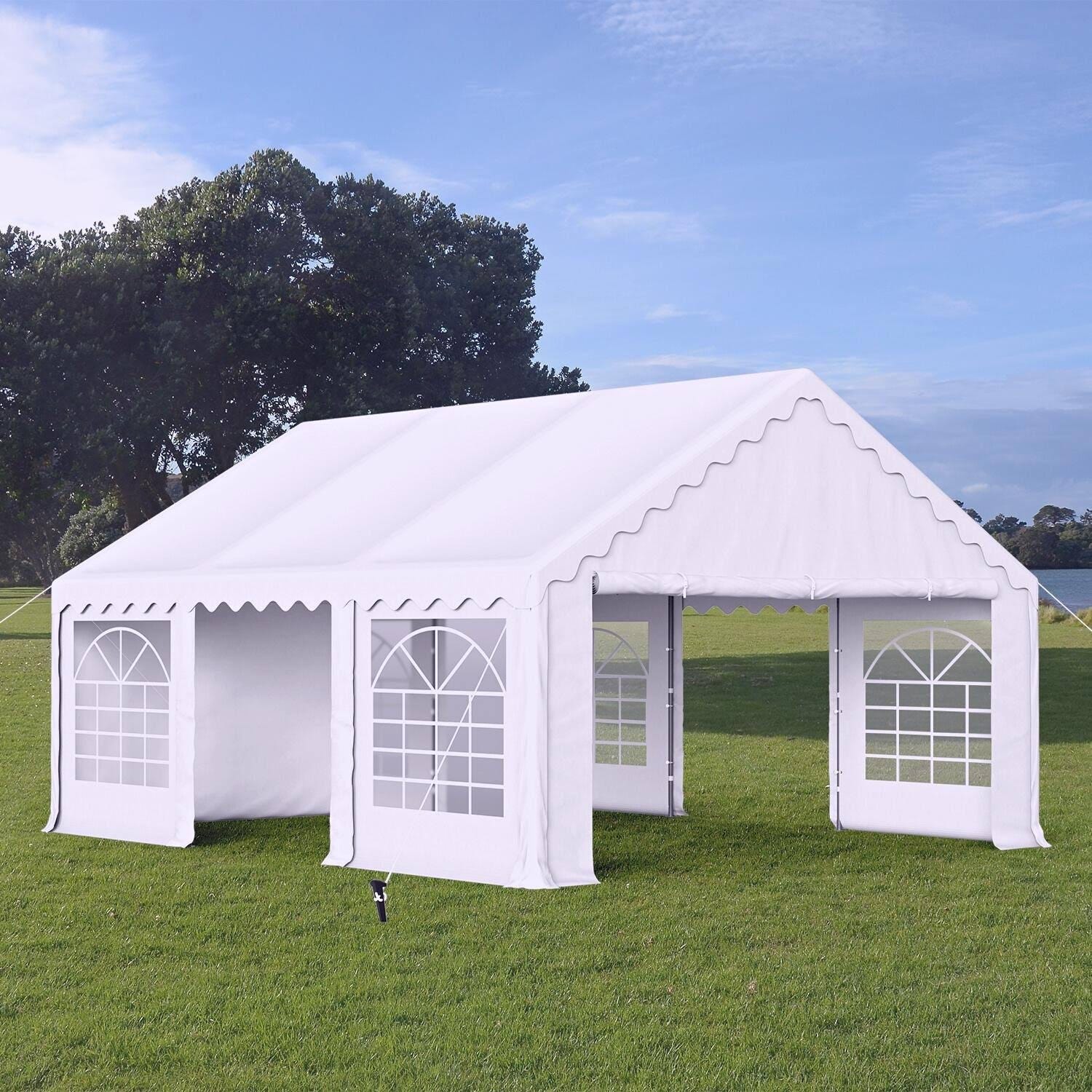 Stylish 16x20ft White Party Tent with 3 Windows & Easy Installation | Image