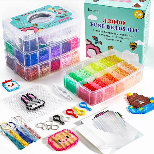 inscraft-fuse-beads-33000pcs-fuse-beads-kit-for-kids-33-color-5mm-iron-beads-set-with-150-patterns-9