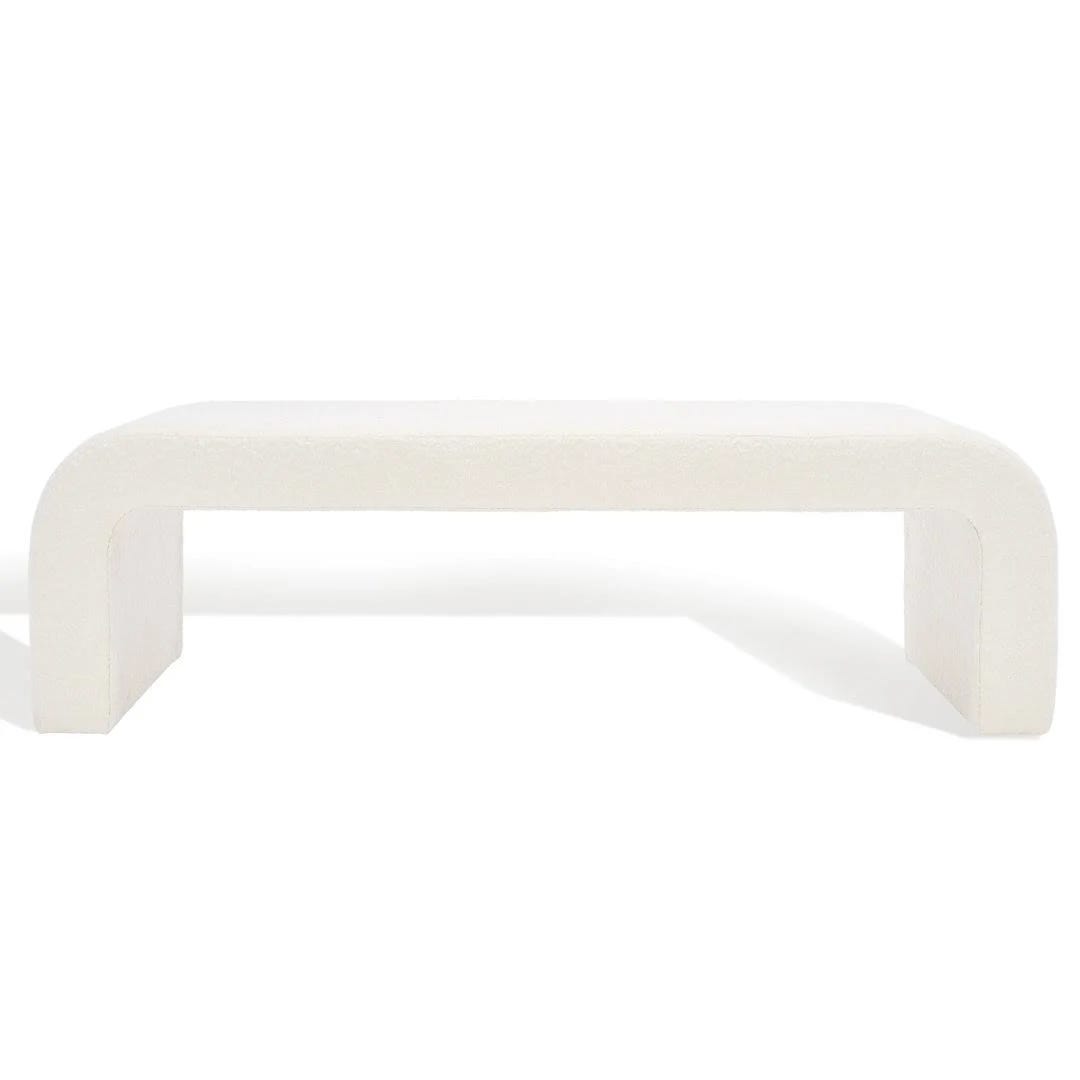 Modern Ivory Boucle Small Bench Seat | Image