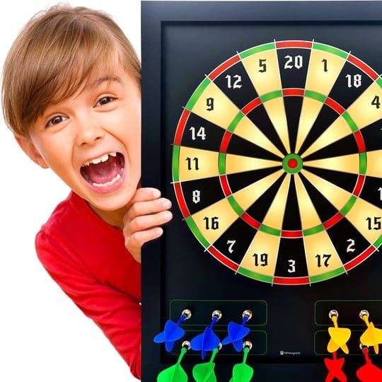 large-safe-magnetic-dart-board-wooden-frame-for-kids-adults-irish-traditional-1