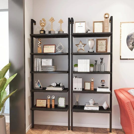 dklgg-wall-mounted-bookcase-2-pcs-industrial-ladder-bookshelf-5-tier-mounted-book-shelf-metal-frame--1