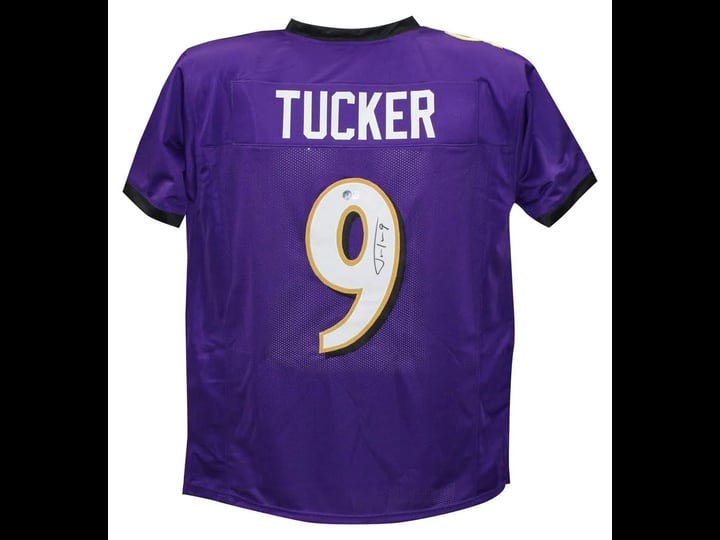 justin-tucker-autographed-signed-pro-style-purple-xl-jersey-beckett-1