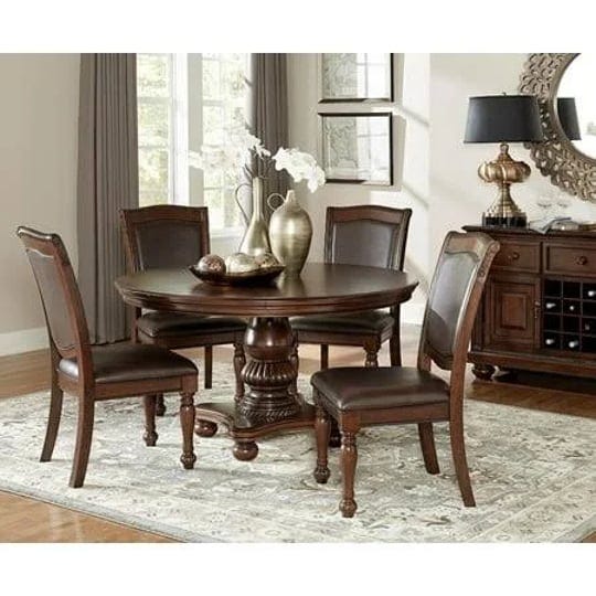 traditional-brown-cherry-finish-5pc-set-round-table-4-side-chairs-dining-room-furniture-size-30-6