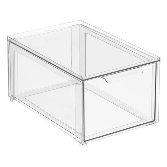 mdesign-plastic-stackable-bedroom-closet-storage-organizer-with-drawer-clear-1