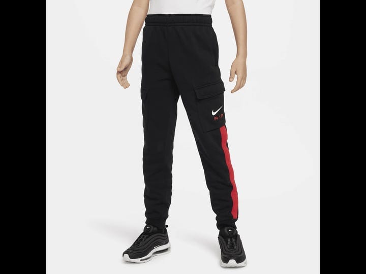 nike-air-fleece-cargo-pant-youth-in-black-university-red-size-m-wss-1