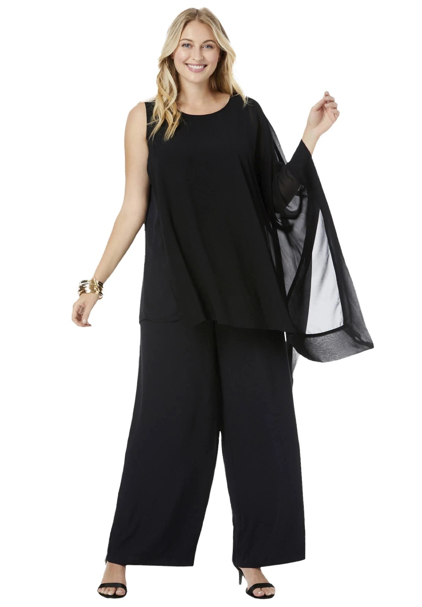 Chic Plus Size 2-Piece Pant Set in Black | Image