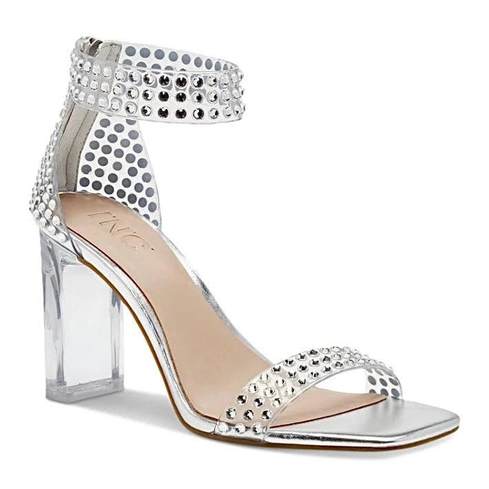 Shimmering Clear Block Heel Sandals by Inc International Concepts | Image