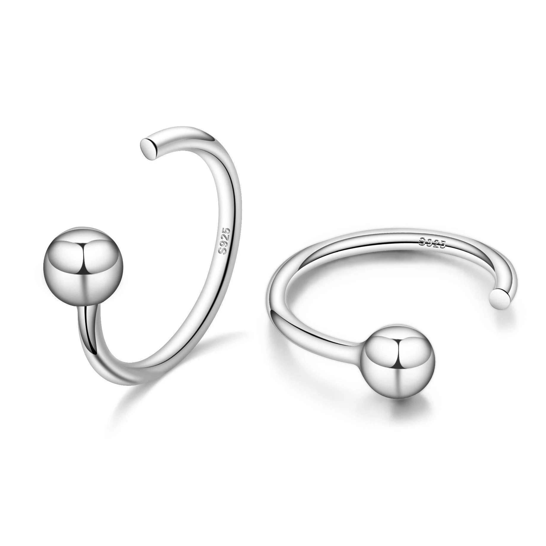 Luxury Silver Ball Hug Hoop Earrings | Image