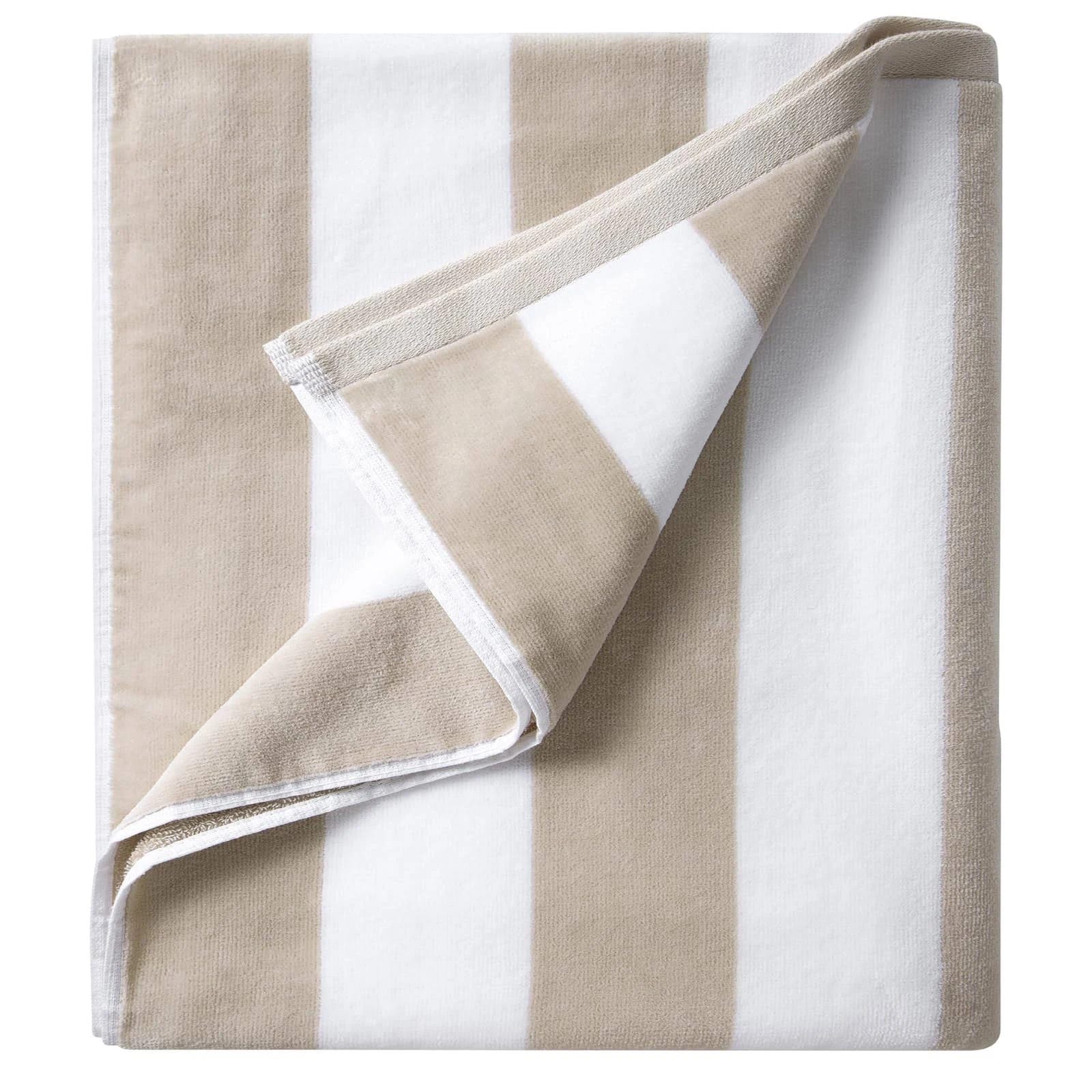 LULUHOME Luxurious Extra-Large Oversized Chiffon Striped Beach Towel | Image