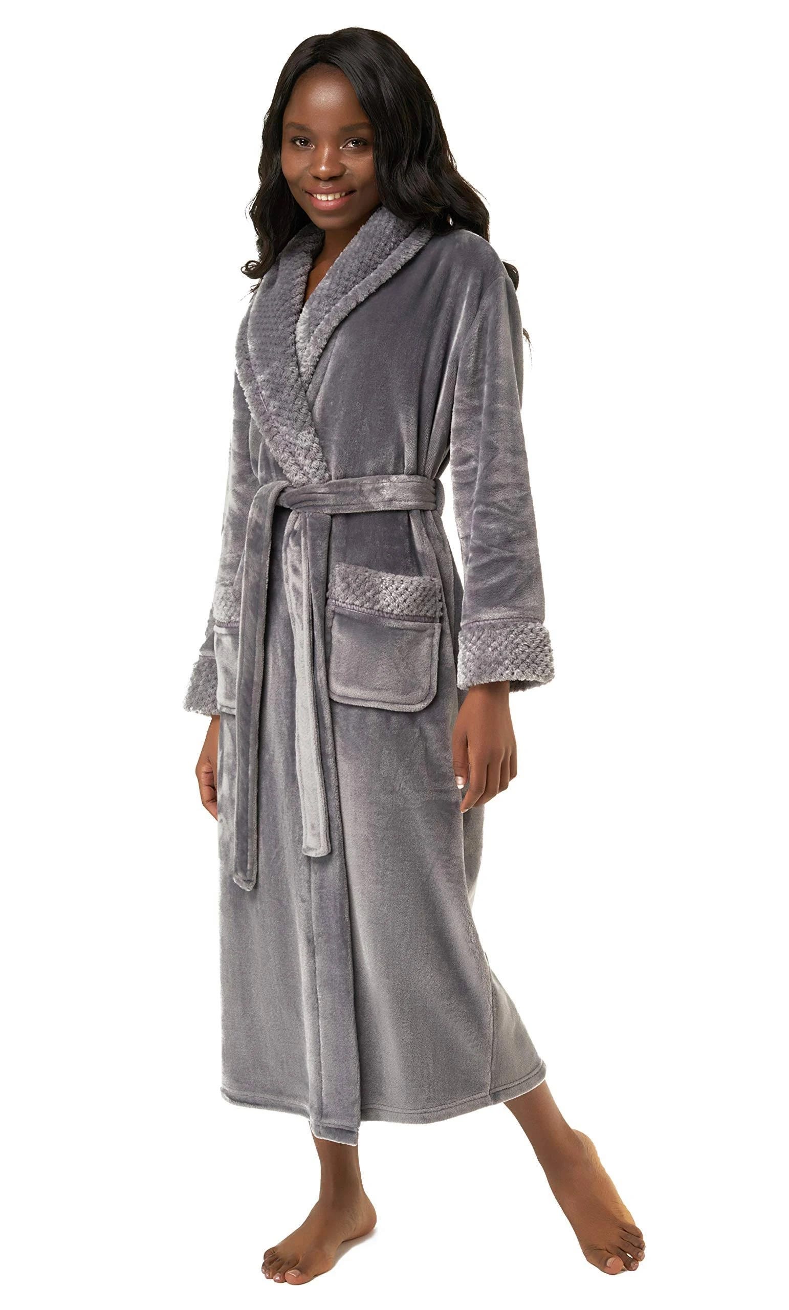 Luxurious Plush Women's Bathrobe with Soft Fleece and Secure Belt | Image