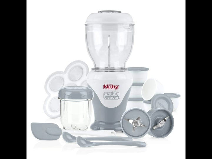nuby-mighty-blender-with-cook-book-22-piece-baby-food-maker-set-cool-gray-1