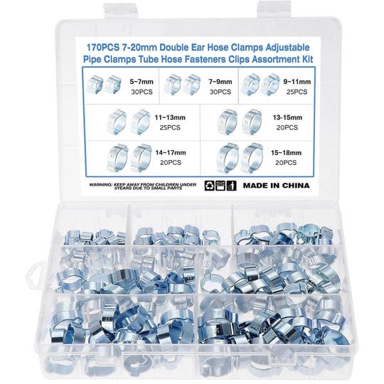 faankiton-170pcs-7-20mm-double-ear-hose-clamps-adjustable-pipe-clamps-tube-hose-7sizes-1