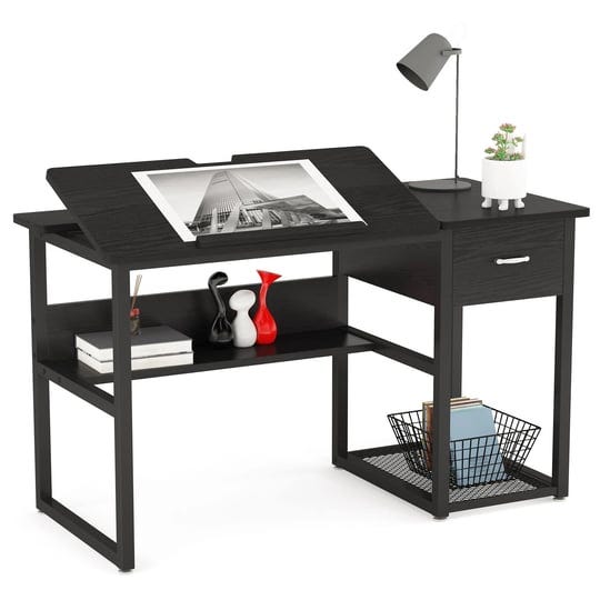 tribesigns-47-2-in-black-modern-contemporary-drafting-table-hutch-included-hoga-c0453-1