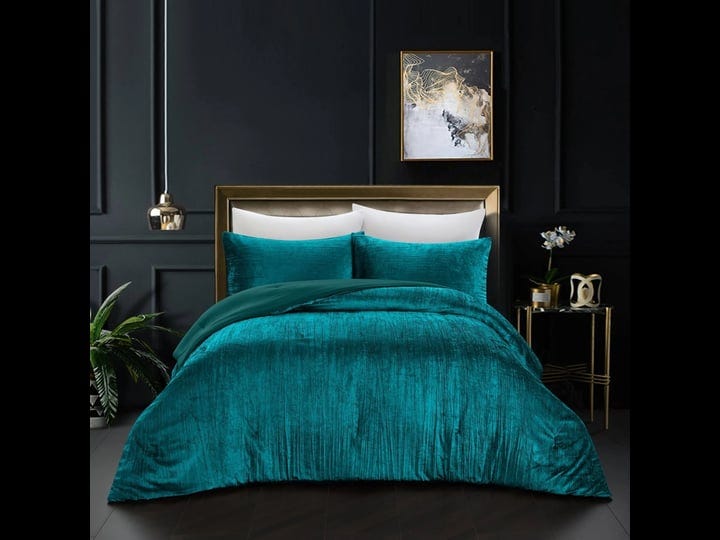 grace-living-aashvi-comforter-set-crinkle-velvet-luxuriously-shiny-size-full-queen-green-1