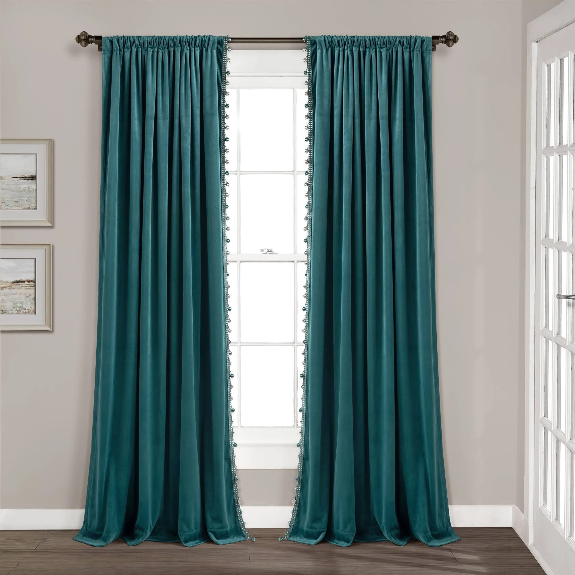 Elegant Velvet Pompom Trim Curtains for Stylish Windows | Image