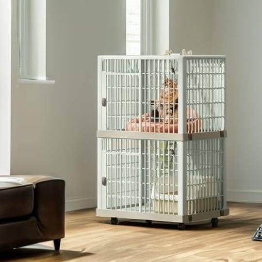 dextrus-41-inch-2-tier-cat-cage-with-multiple-doors-locks-and-bottom-small-animal-cages-with-premium-1