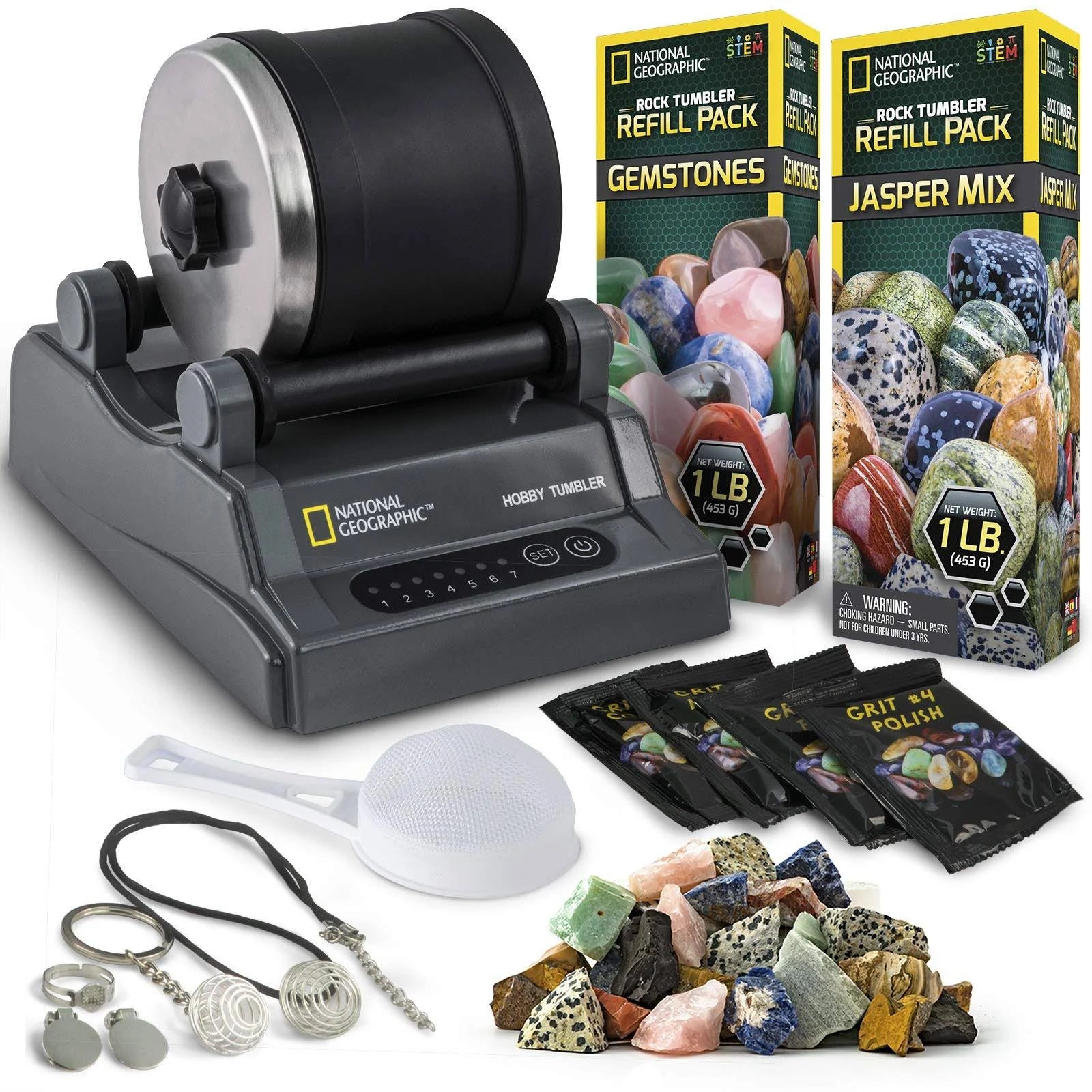 National Geographic Hobby Rock Tumbler Kit: Kid & Adult Noise-Reduced Rock Polisher | Image