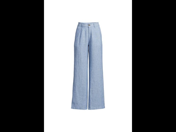 lands-end-womens-high-rise-wide-leg-linen-pleated-pants-size-6-blue-1