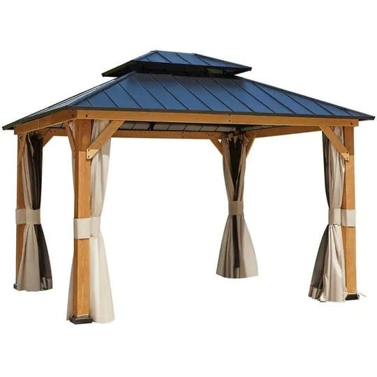 11-ft-x-13-ft-hardtop-gazebo-outdoor-cedar-wood-gazebo-with-privacy-curtains-and-mosquito-netting-1