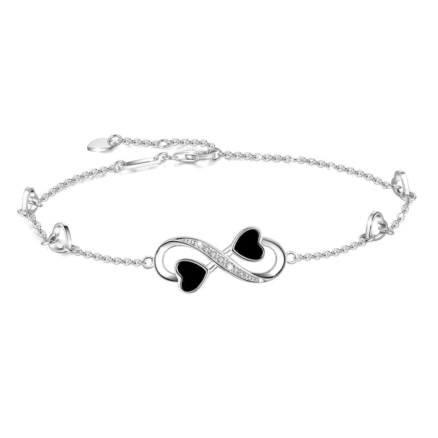 Elegant Sterling Silver Infinity Heart Anklet for Women | Image