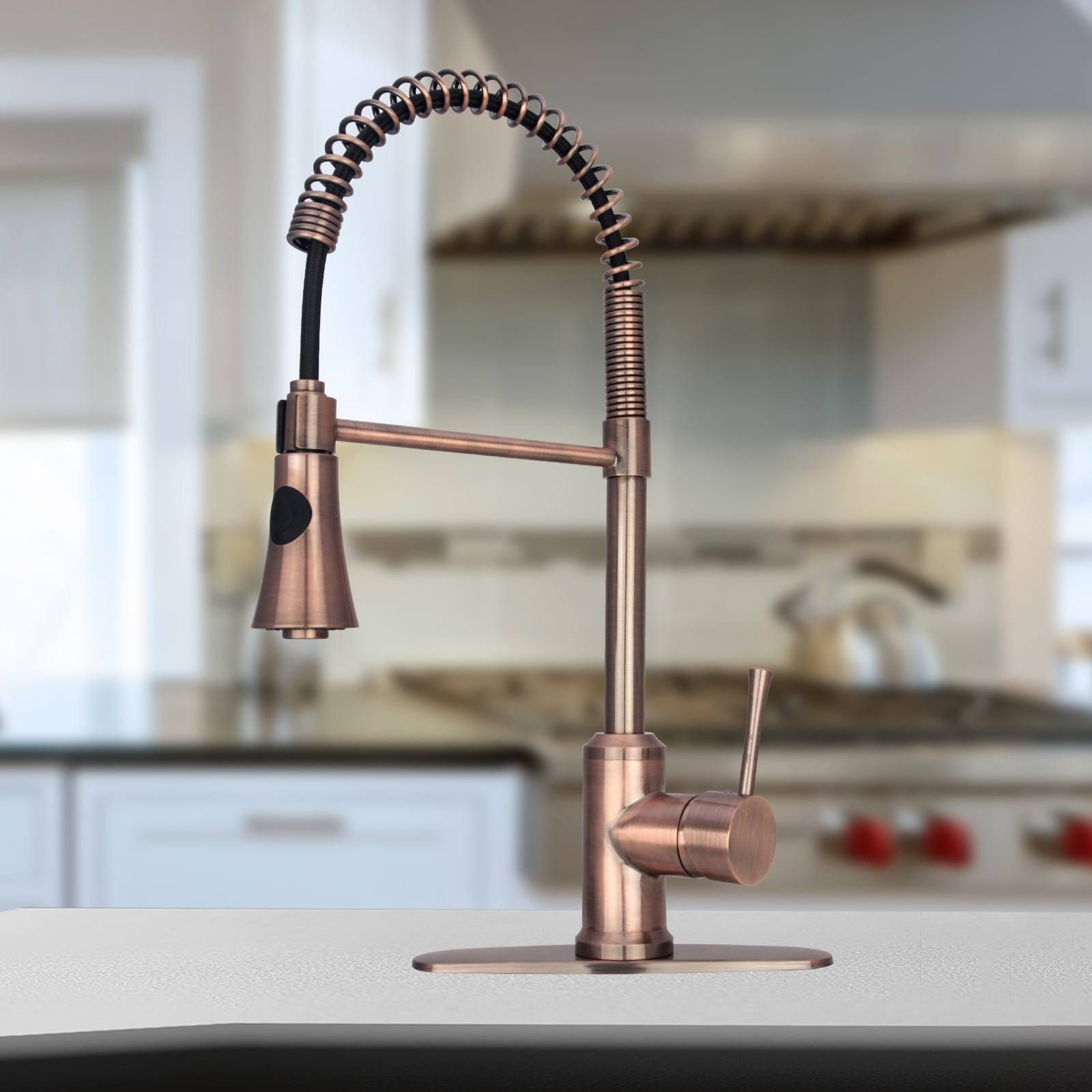 Rust-Resistant Copper Kitchen Faucet with Pull-Down Sprayer | Image