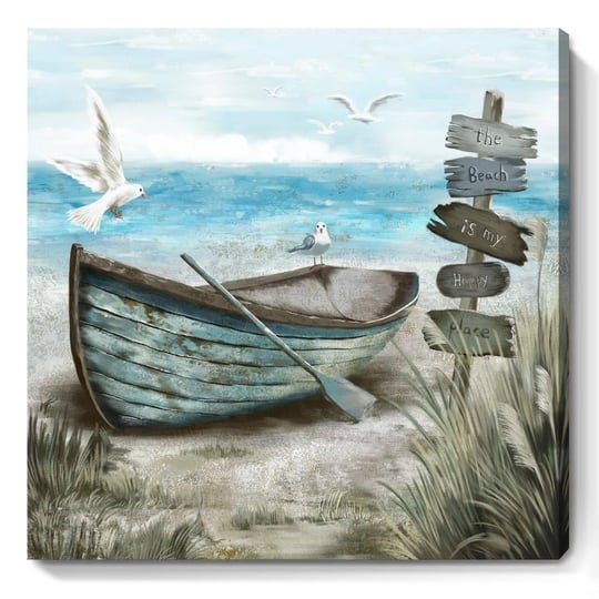 bathroom-wall-art-coastal-d-cor-nautical-boat-on-beach-canvas-picture-ocean-seagull-seascape-canvas--1