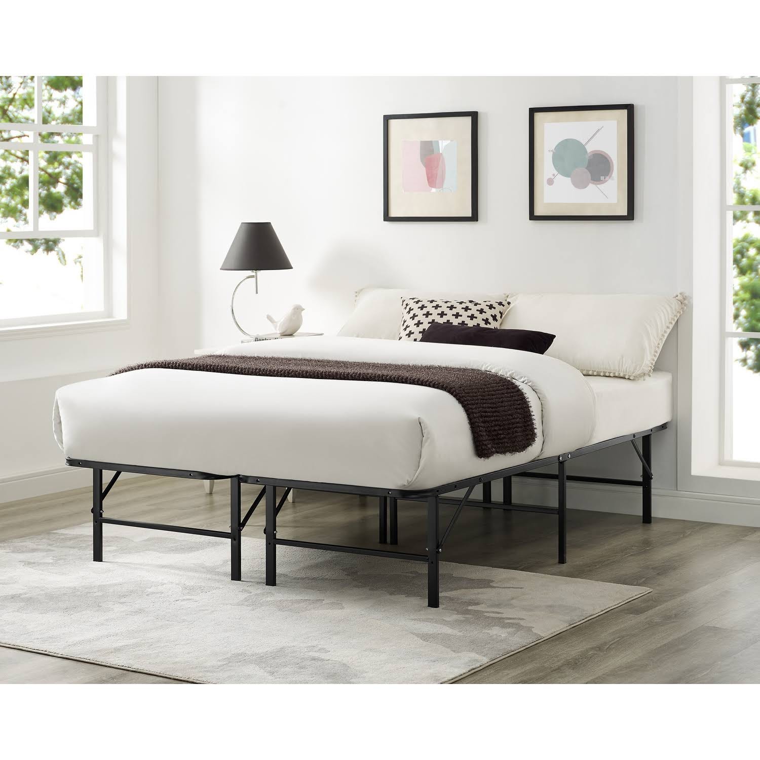Affordable Heavy-Duty Foldable Queen Bed Frame with Under-Bed Storage | Image
