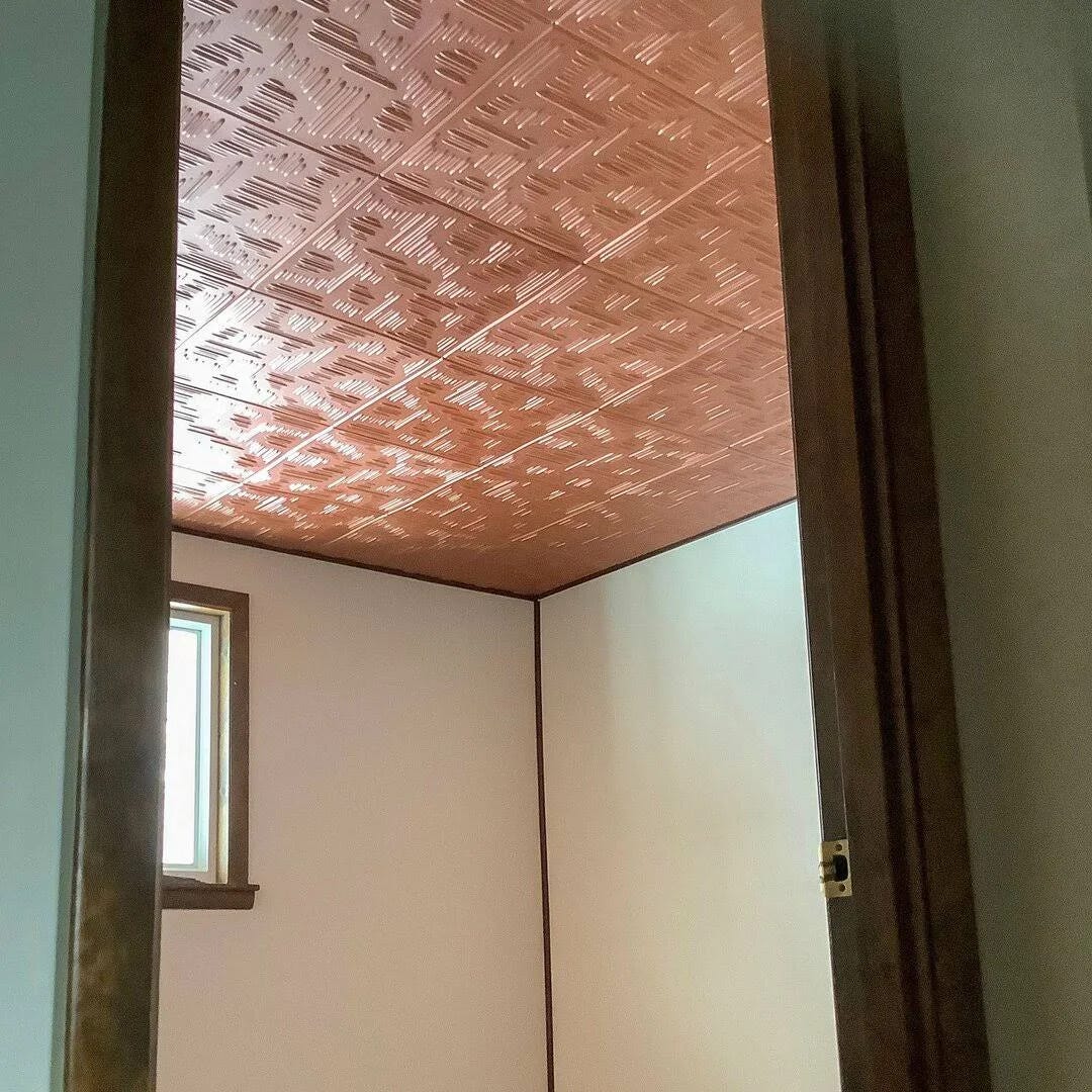 Stylish Copper Penny Faux Tin Ceiling Tiles for Home Decor | Image
