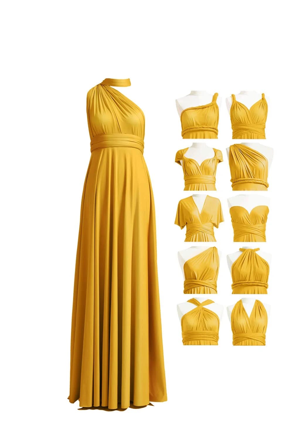 Stylish Convertible Bridesmaid Dress for All Sizes (Mustard Yellow) | Image