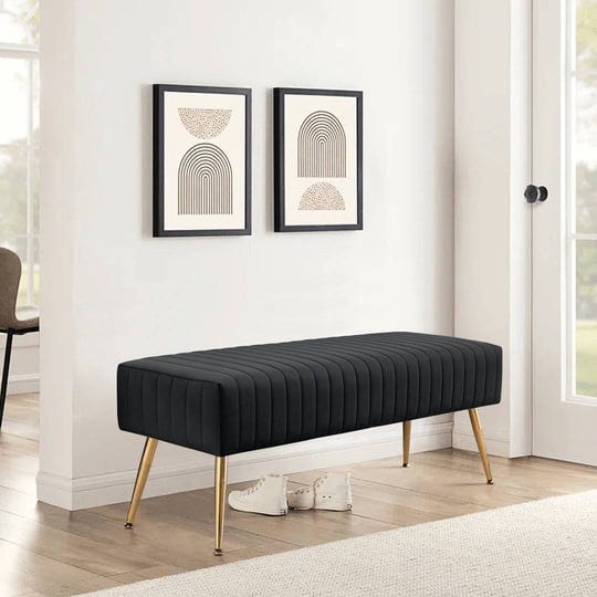 furniliving-velvet-ottoman-bench-indoor-entryway-bench-modern-upholstered-bench-black-1