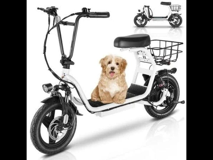 caroma-500w-electric-scooter-with-seat-for-adult-20-mph-bike-with-basket-300lbs-max-load-and-14-inch-1
